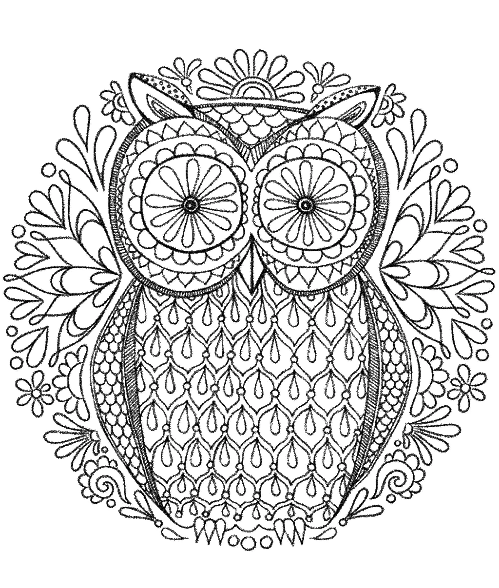 Mandala gratuit hibou (Thematische Mandalas : Tiere)