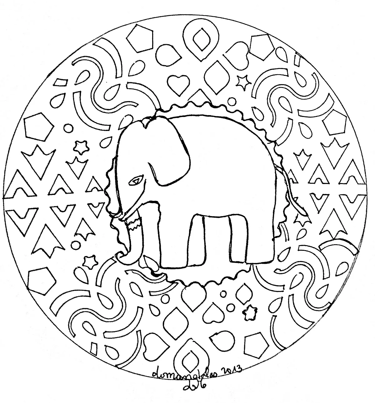 Mandala Elefant (Thematische Mandalas : Tiere)