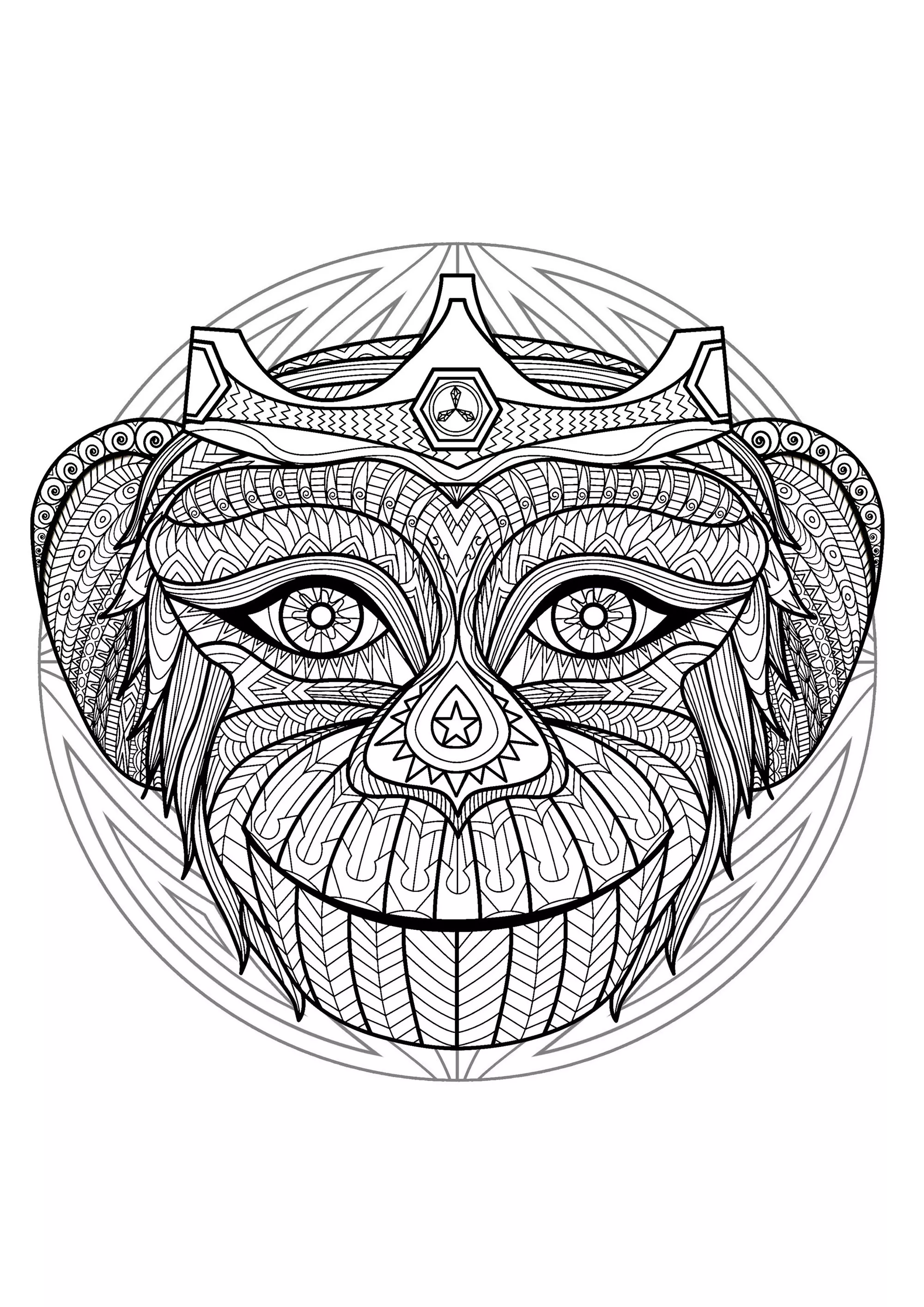 Mandala Affenkopf - 2 (Thematische Mandalas : Tiere)