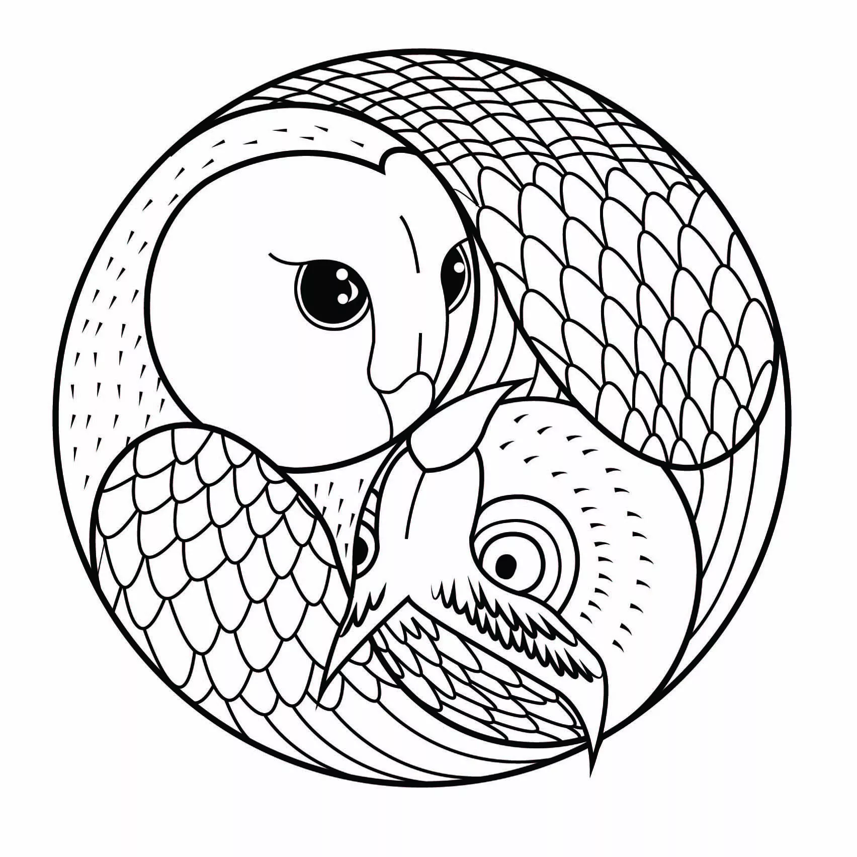 Mandala Eule & Kauz (Thematische Mandalas : Tiere)