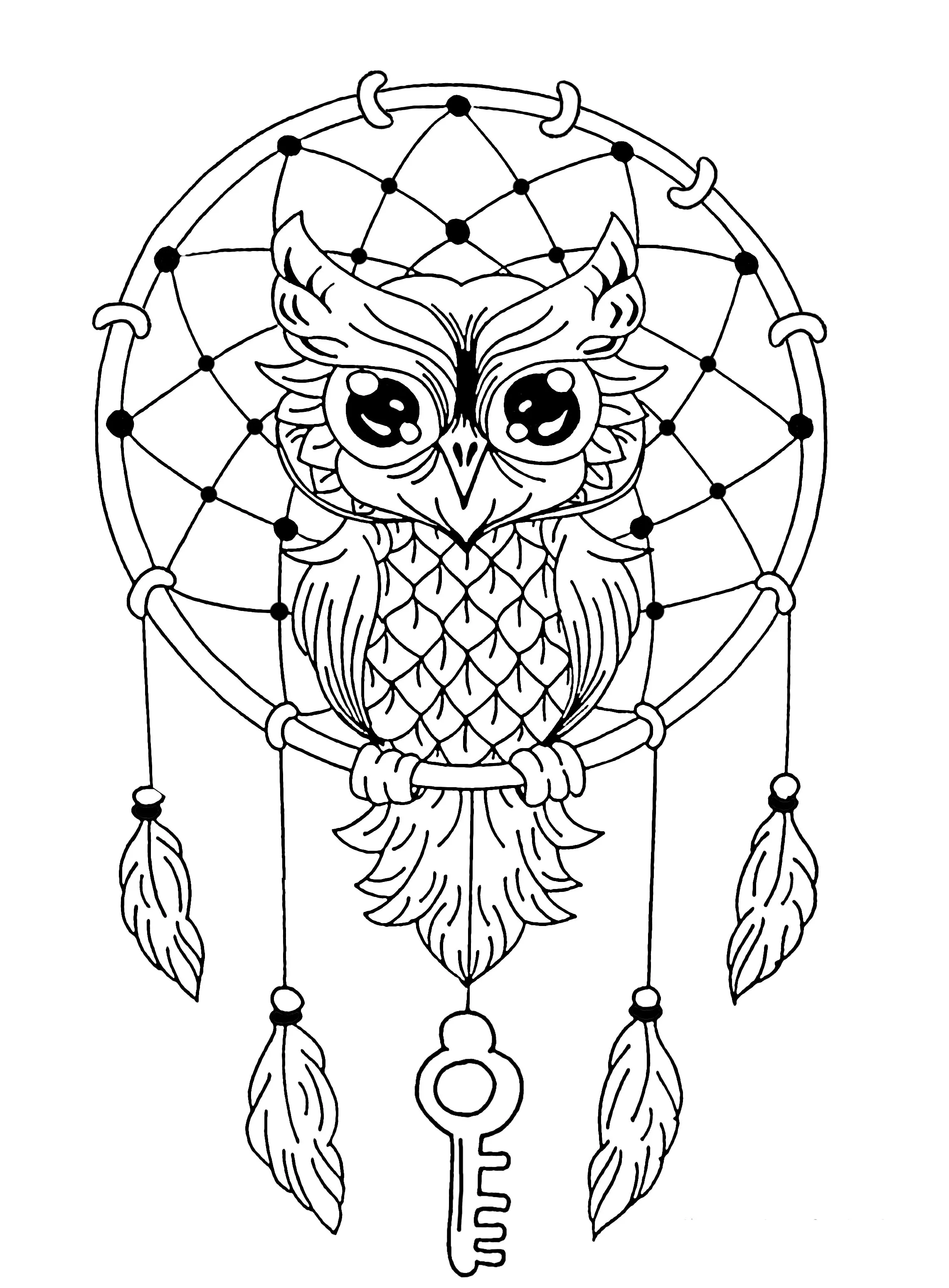 Mandala Eule Traumfänger (Thematische Mandalas : Tiere)