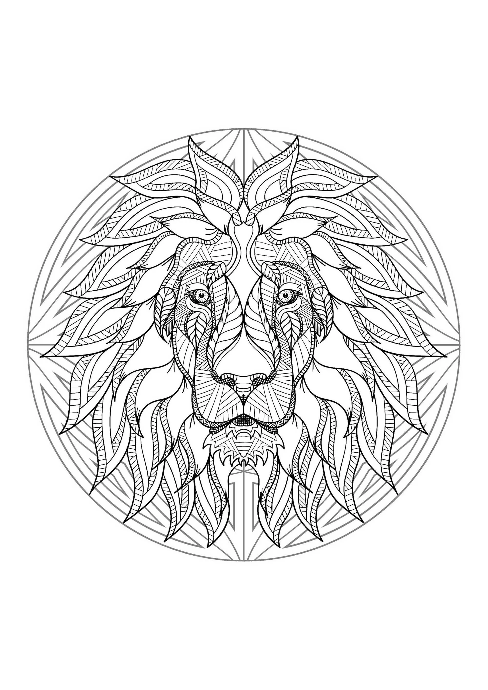 Mandala Löwenkopf - 4 (Thematische Mandalas : Tiere)