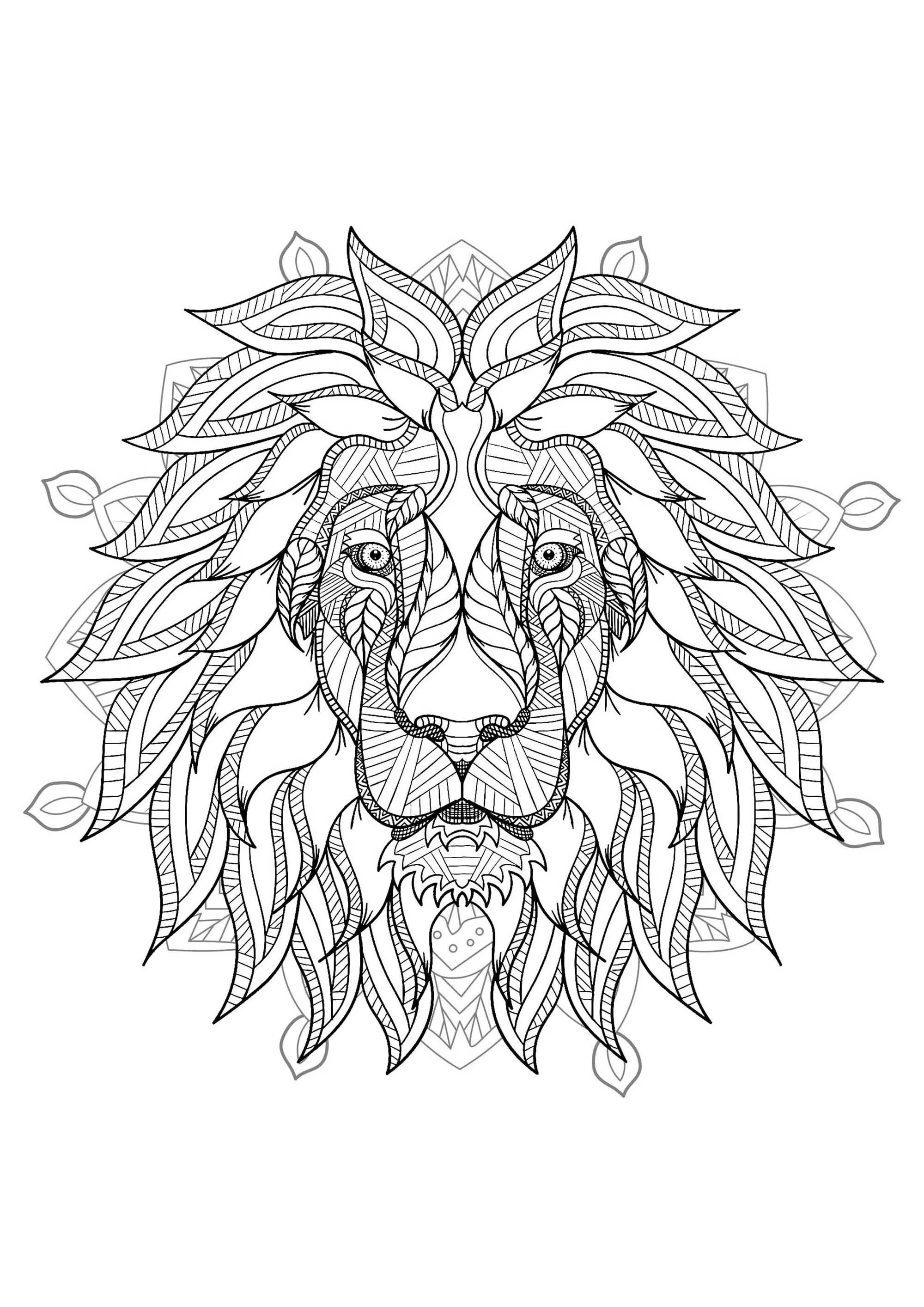 Mandala Löwenkopf - 2 (Thematische Mandalas : Tiere)