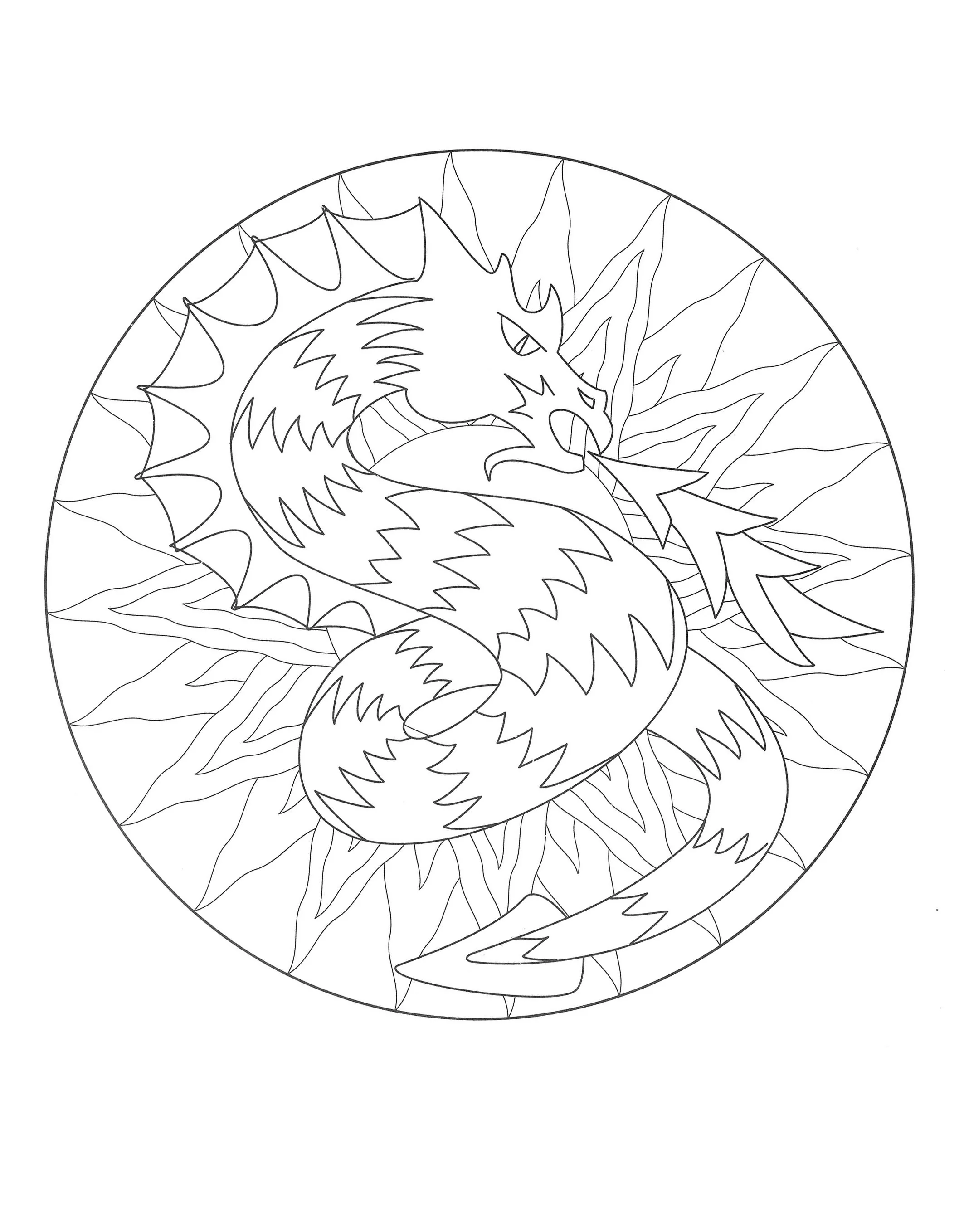 Mandala-Drache - 3 (Thematische Mandalas : Tiere)