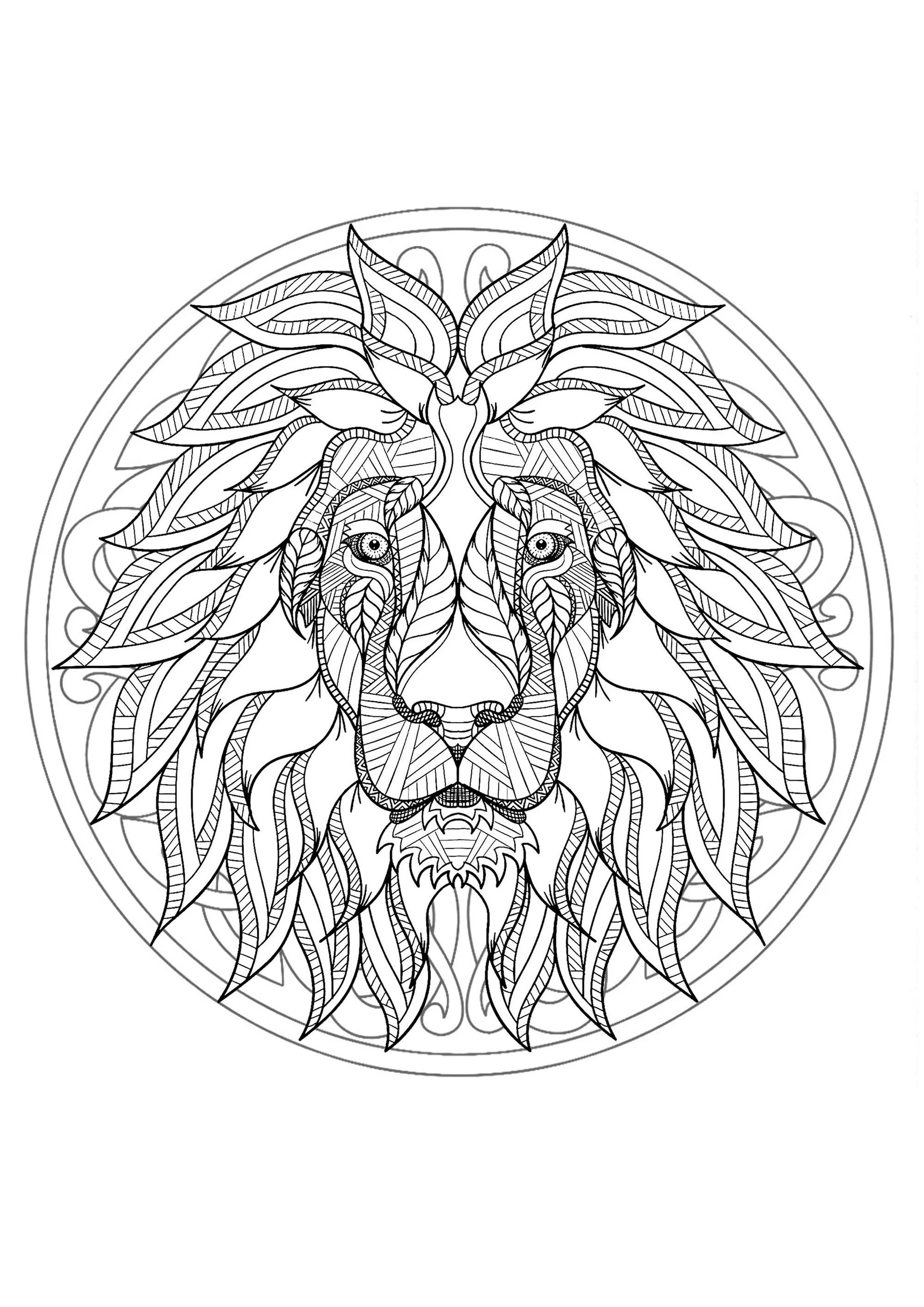 Mandala Löwenkopf - 1 (Thematische Mandalas : Tiere)