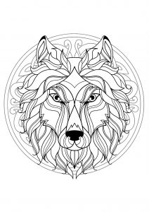 Wolfskopf-Mandala - 4 (Thematische Mandalas : Tiere)