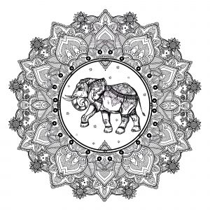 Mandala Elefant komplex (Thematische Mandalas : Tiere)