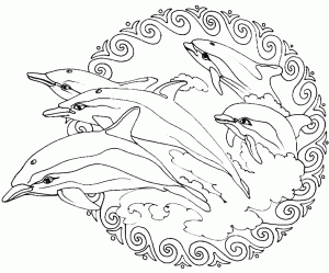 Mandala Delfine, die aus dem Wasser springen