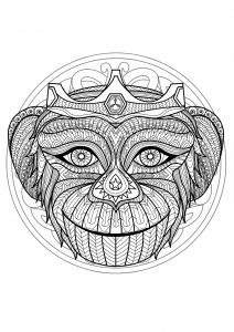 Mandala Affenkopf - 1 (Thematische Mandalas : Tiere)