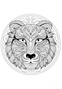 Mandala Tigerkopf - 1 (Thematische Mandalas : Tiere)