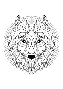 Wolfskopf-Mandala - 1 (Thematische Mandalas : Tiere)