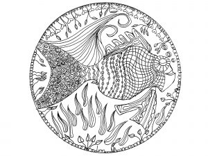 Einfaches Fisch-Mandala (Thematische Mandalas : Tiere)