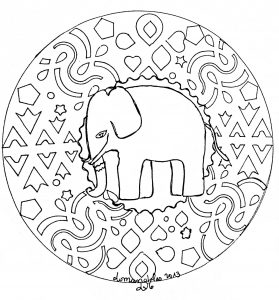 Mandala Elefant (Thematische Mandalas : Tiere)
