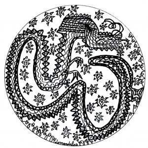 Mandala-Drache (Thematische Mandalas : Tiere)