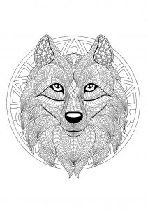Wolfskopf-Mandala - 2 (Thematische Mandalas : Tiere)