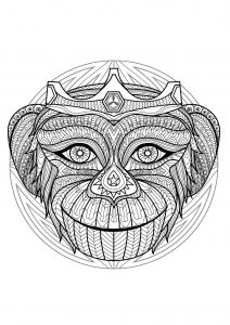 Mandala Affenkopf - 2 (Thematische Mandalas : Tiere)