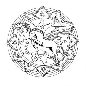 Geflügeltes Pferd In Einem Mandala