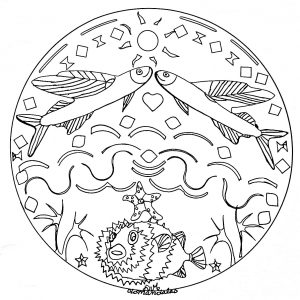 Mandala Fische Meeresgrund (Thematische Mandalas : Tiere)