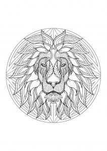 Mandala Löwenkopf - 4 (Thematische Mandalas : Tiere)
