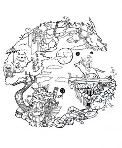 Mandala Drache, Wolf und Kreaturen (Thematische Mandalas : Tiere)