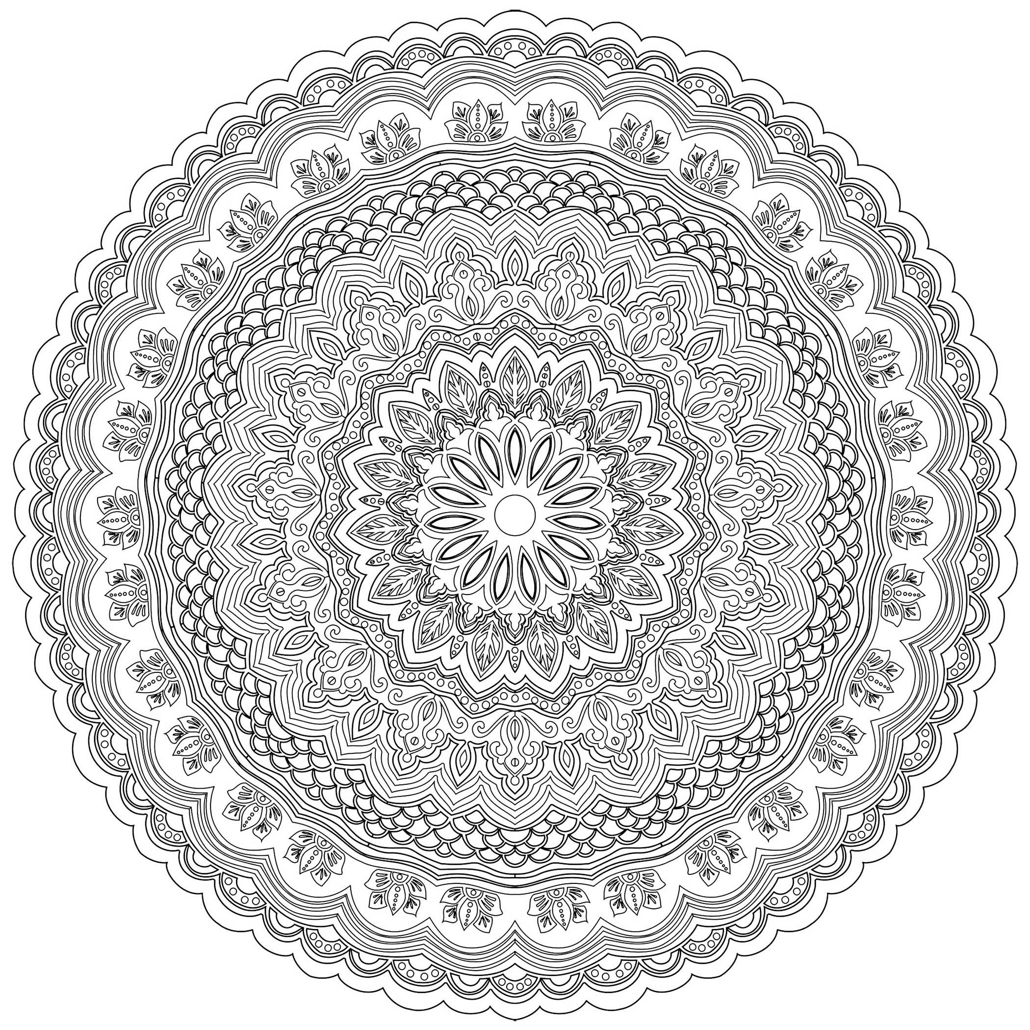 Ein Mandala, das garantiert 100% Zen ist, für einen Moment der puren Entspannung. Die Linienführung ist gleichmäßig und elegant, wie natürlich. Sie werden schnell die wohltuende Wirkung des Ausmalens spüren. Wenn Sie ein Mandala ausmalen, konzentrieren Sie sich auf den gegenwärtigen Moment und sind mit sich selbst im Reinen.