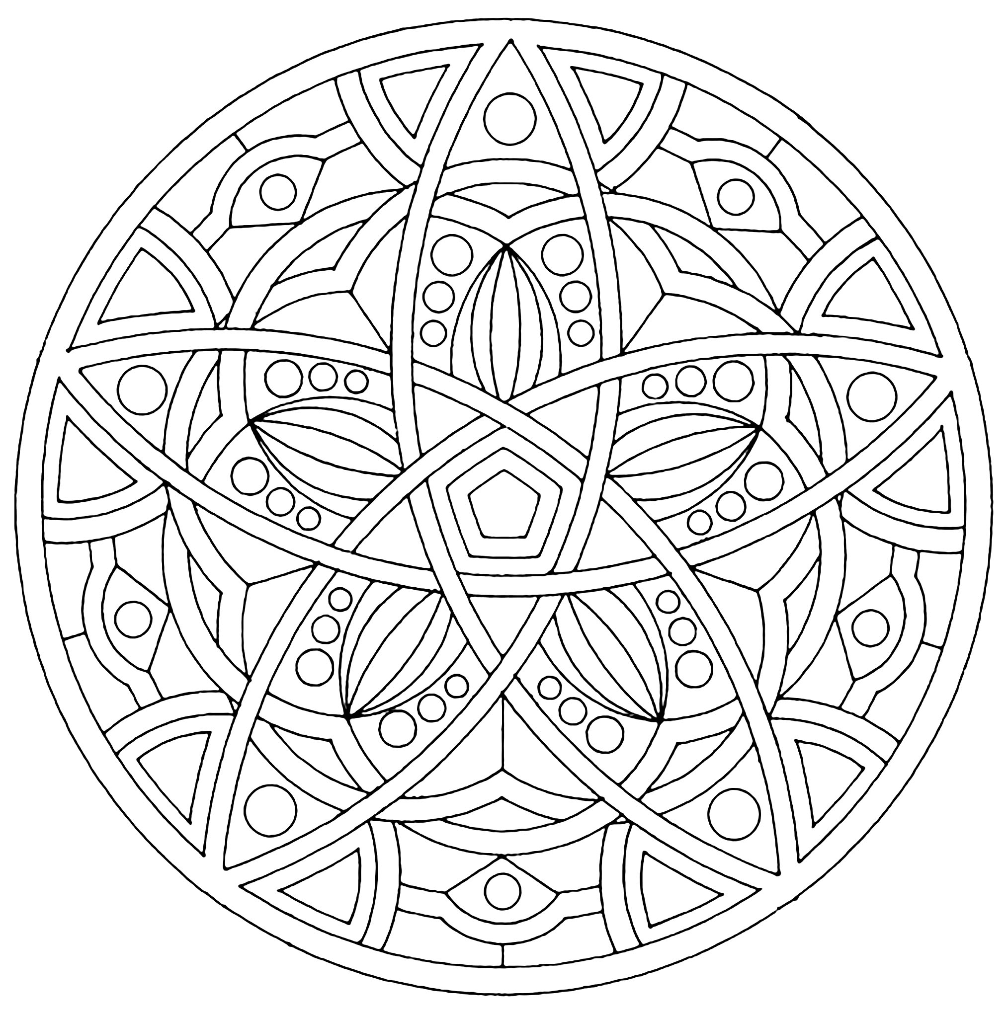 Gönnen Sie sich einen einfachen Moment der Entspannung mit diesem schönen Ausmalbild eines abstrakten Mandalas mit feinen und regelmäßigen Linien. Sie können die Farben wählen, die Ihnen am besten gefallen.