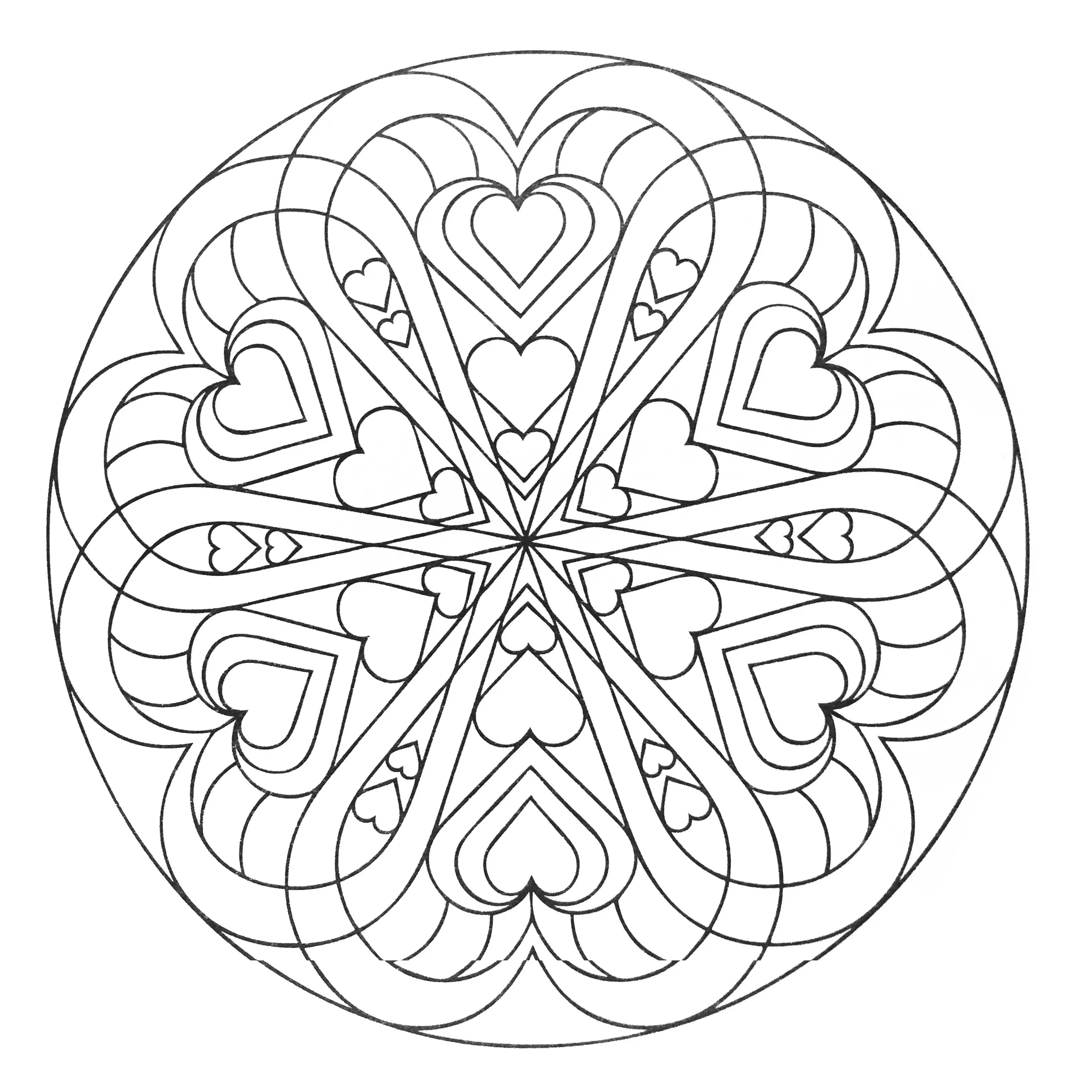 Schönes Mandala mit verschlungenen Herzen (Thematische Mandalas : Zen & Anti-Stress)