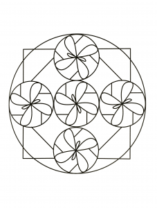 Einfaches Mandala mit schmetterlingsähnlichen Formen (Thematische Mandalas : Zen & Anti-Stress)