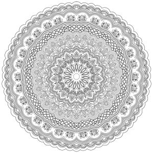 Sehr detailliertes Anti-Stress-Mandala mit feinen, eleganten Linien (Thematische Mandalas : Zen & Anti-Stress)