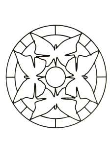 Einfaches Mandala Mit Schmetterlingsähnlichen Formen