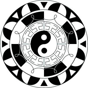 Einfaches Mandala mit Yin & Yang-Symbol